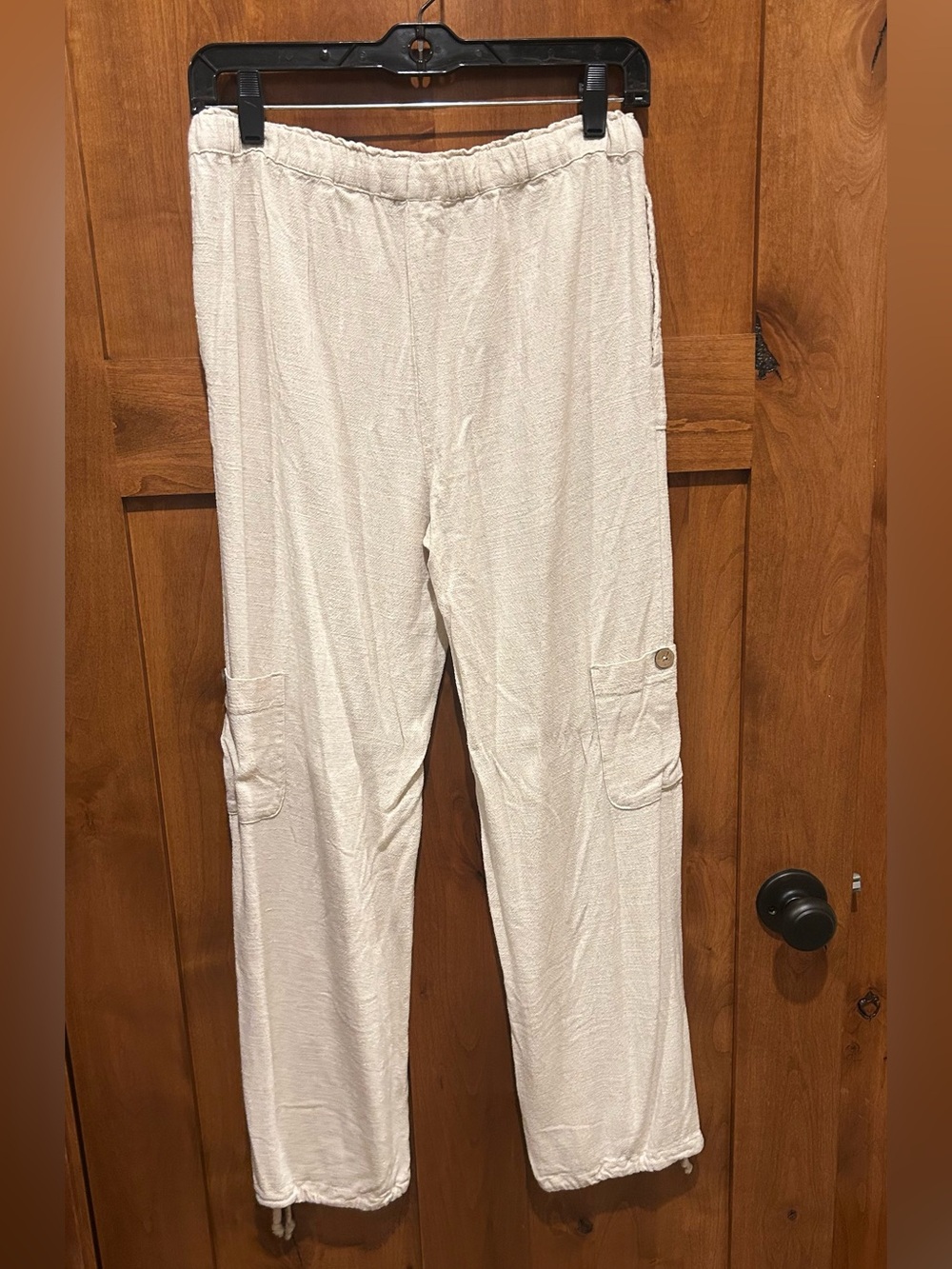 Love Tree Cream Cargo Drawstring Pants